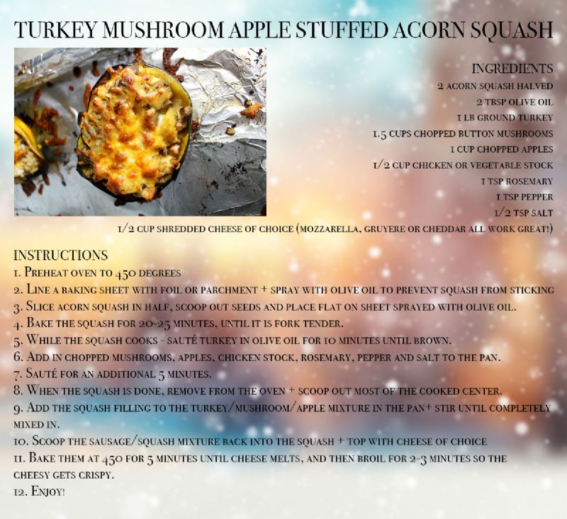 Turkey Mushroom Apple Stuffed Acorn Squash